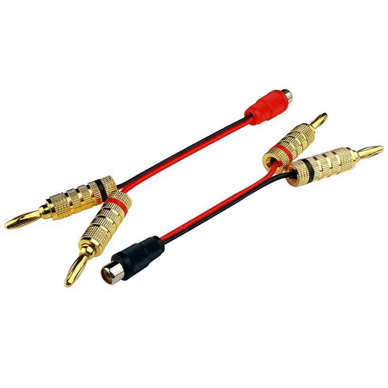 2 Channels CESS-024-1f Banana Plug to RCA Cable 14AWG 1 Foot Phono Banana Speaker Cable 